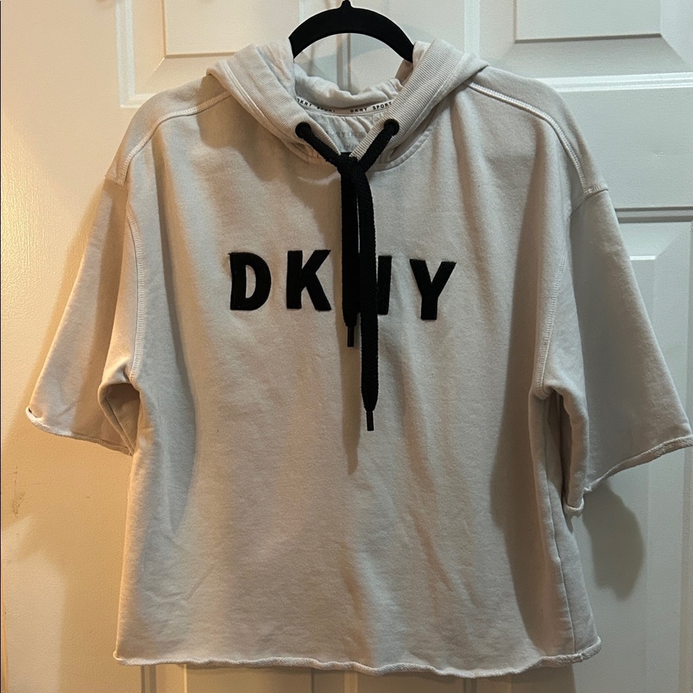 DKNY white Hoodie with Black Lettering